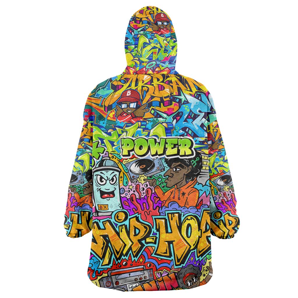 Hip Hop Graffiti Art Wearable Blanket Hoodie Black Power DT02