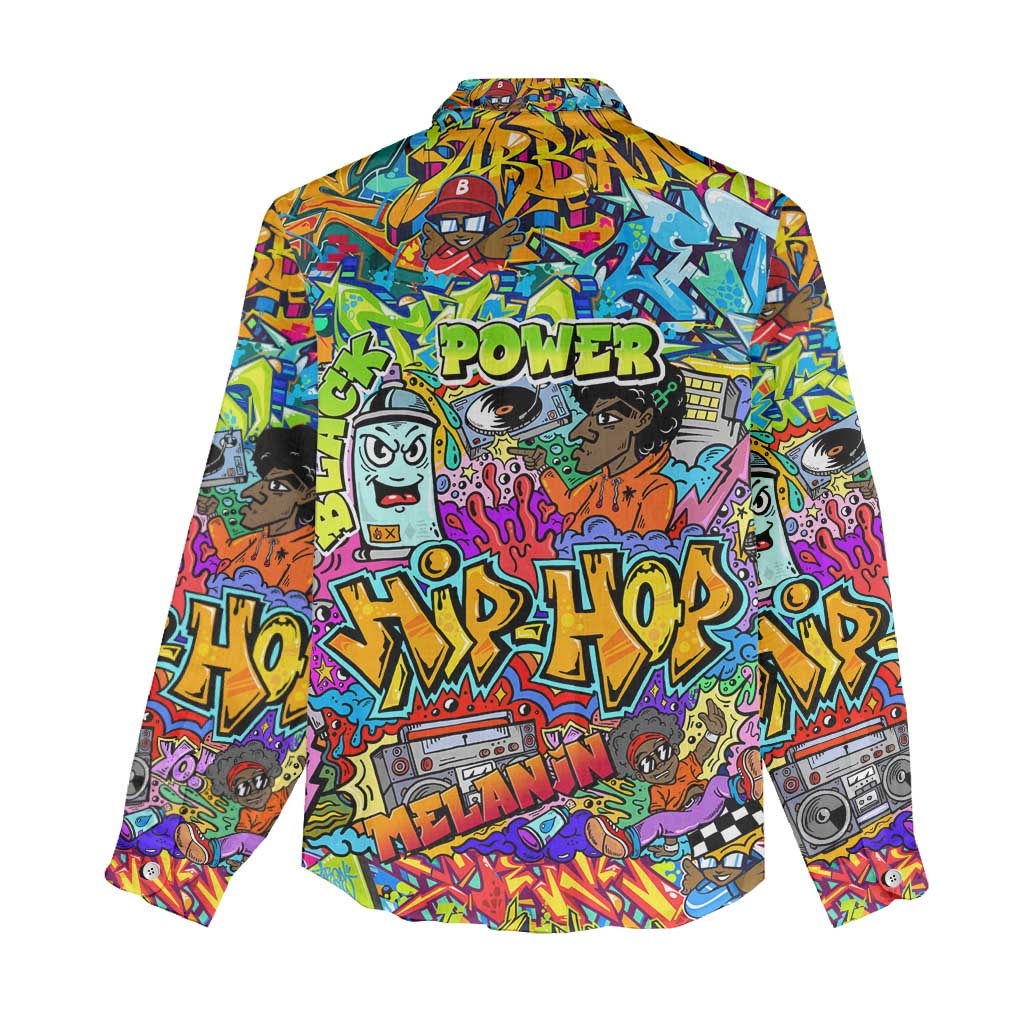 Hip Hop Graffiti Art Women Casual Shirt Black Power DT02