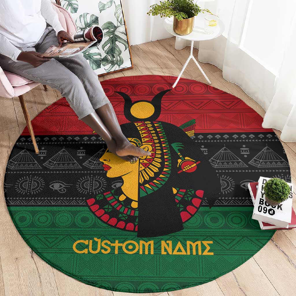 Personalized Queen of Egypt Round Carpet in Pan-African Colors DT02