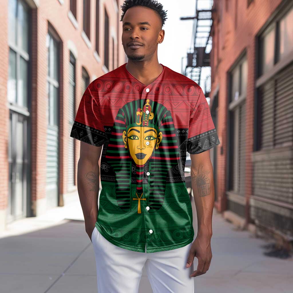 Personalized Ancient Egypt Baseball Jersey - Pharaoh in Pan-African Colors DT02