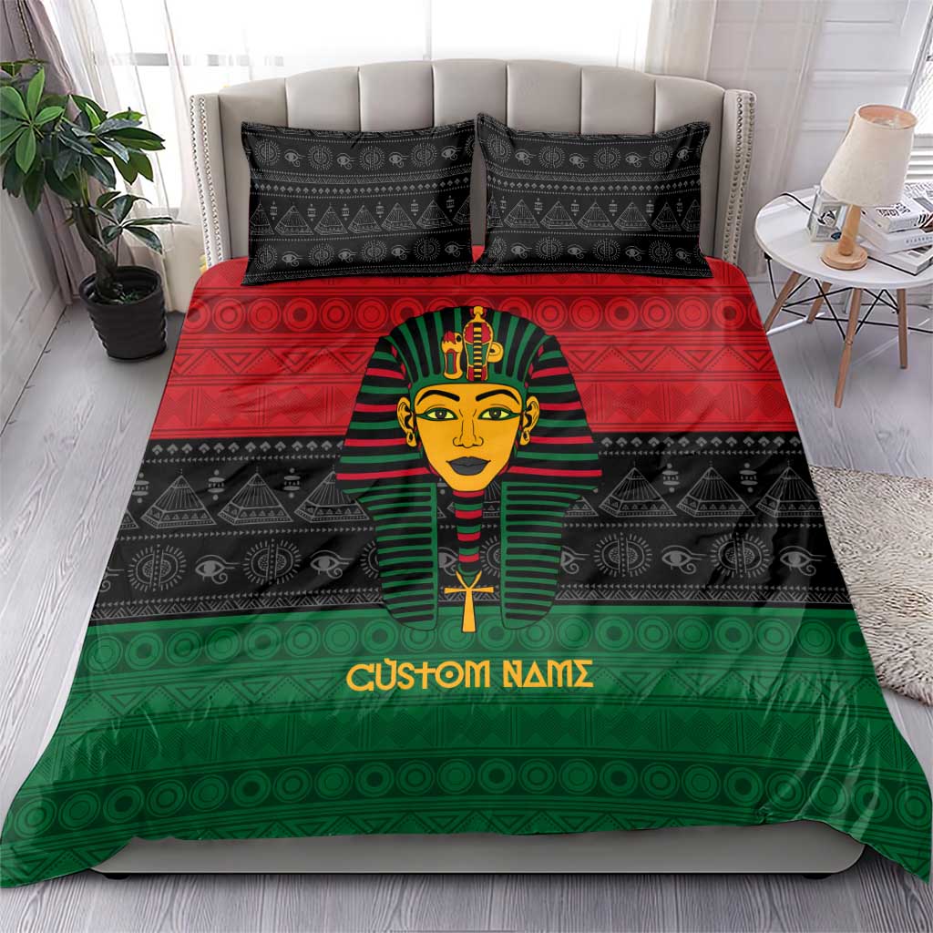 Personalized Ancient Egypt Bedding Set - Pharaoh in Pan-African Colors DT02