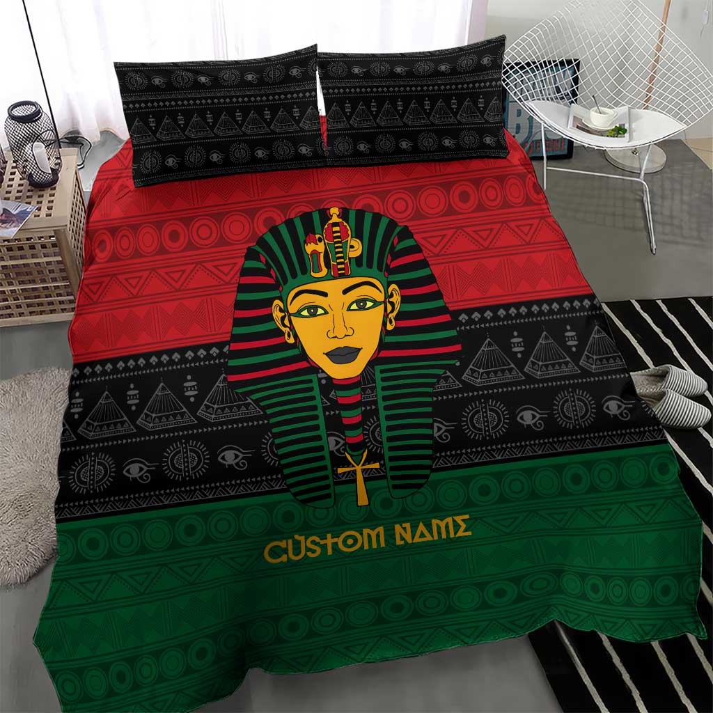 Personalized Ancient Egypt Bedding Set - Pharaoh in Pan-African Colors DT02