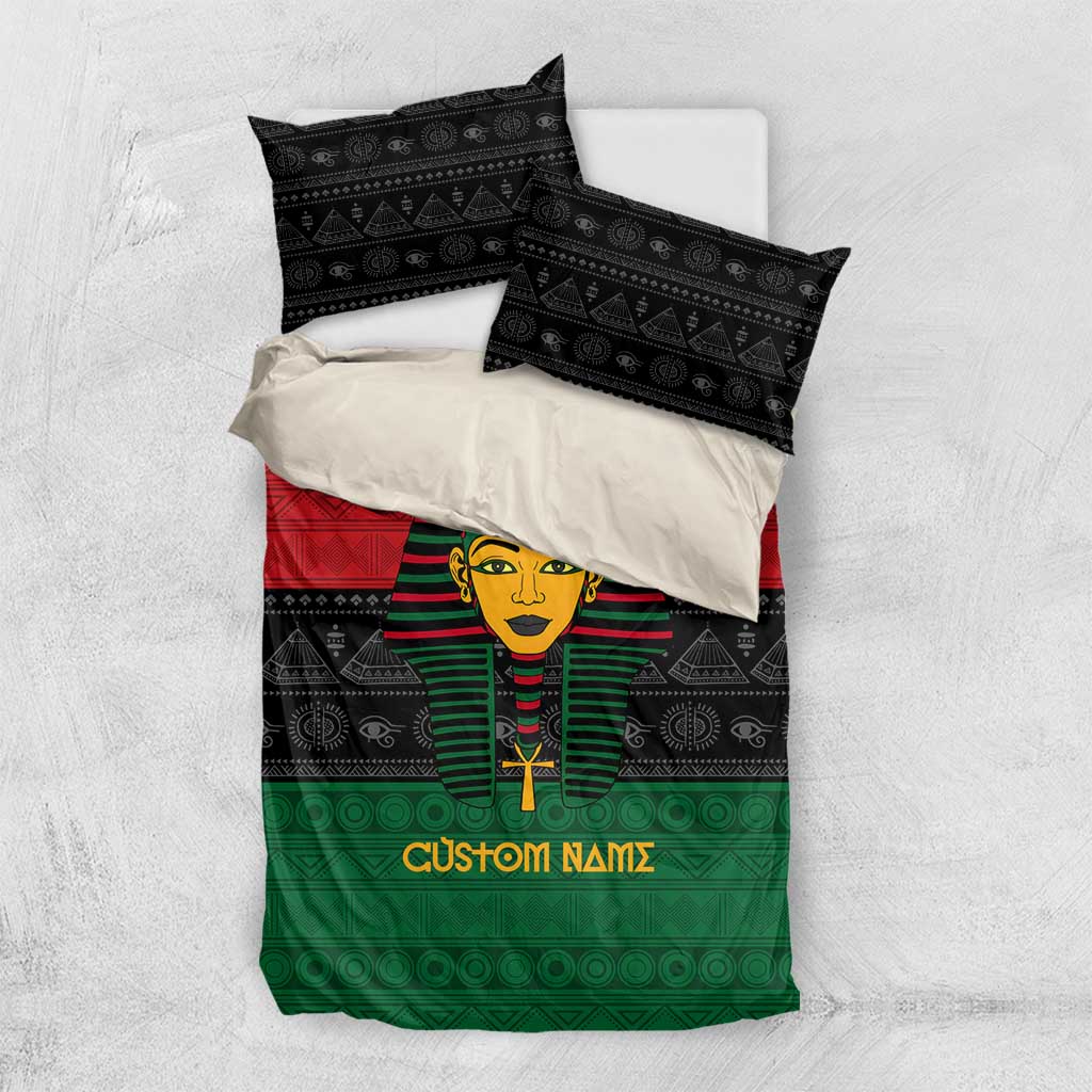 Personalized Ancient Egypt Bedding Set - Pharaoh in Pan-African Colors DT02