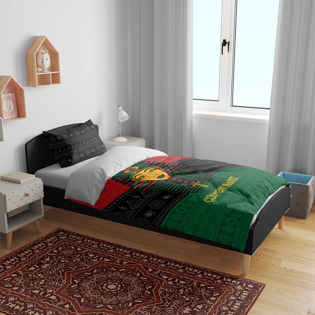 Personalized Ancient Egypt Bedding Set - Pharaoh in Pan-African Colors DT02
