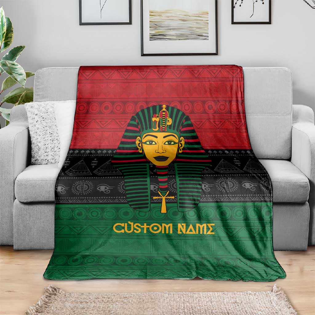 Personalized Ancient Egypt Blanket - Pharaoh in Pan-African Colors DT02
