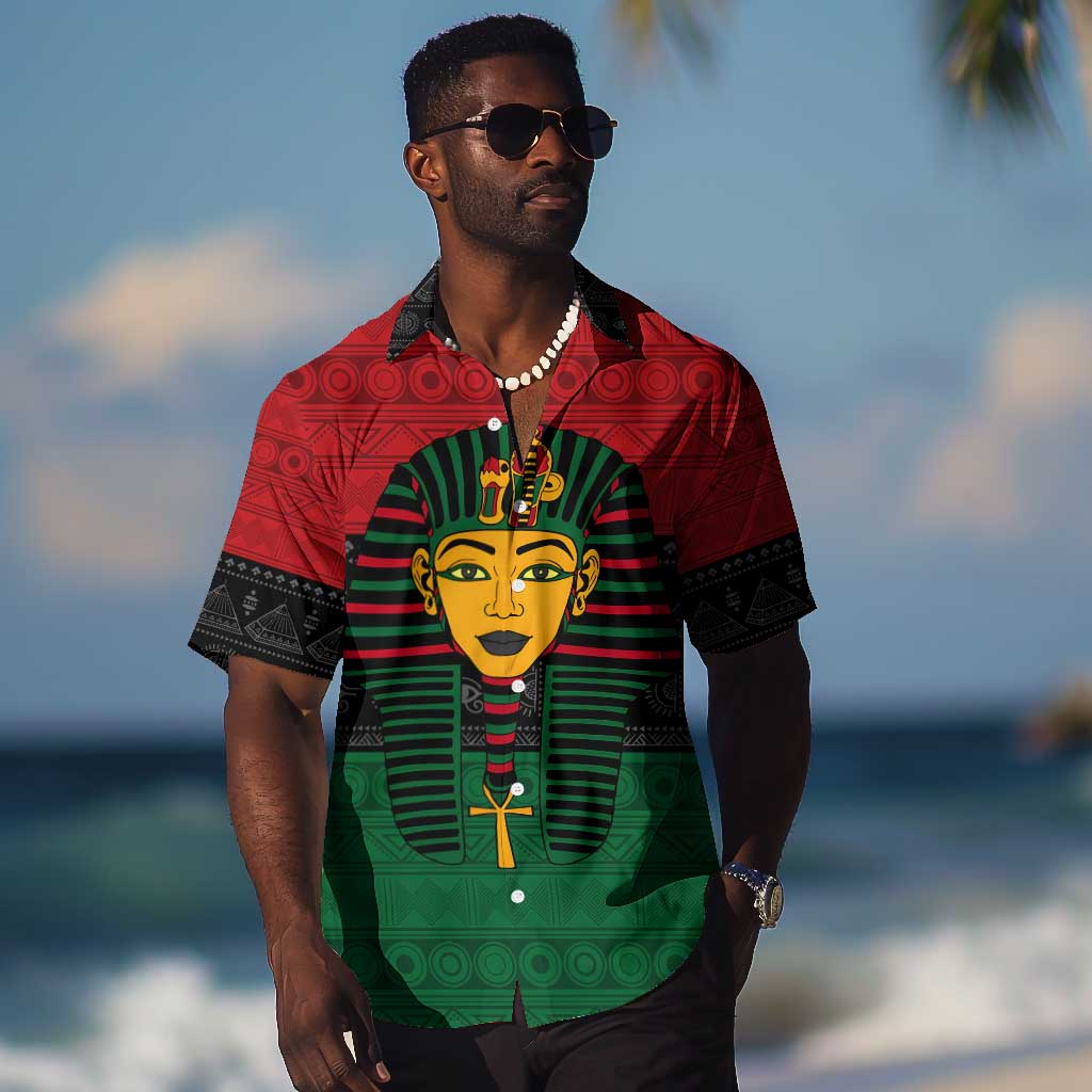 Personalized Ancient Egypt Hawaiian Shirt - Pharaoh in Pan-African Colors DT02