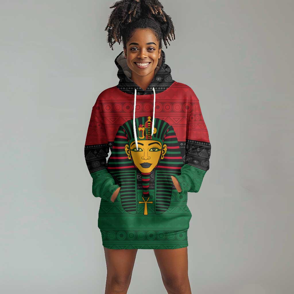Personalized Ancient Egypt Hoodie Dress - Pharaoh in Pan-African Colors DT02