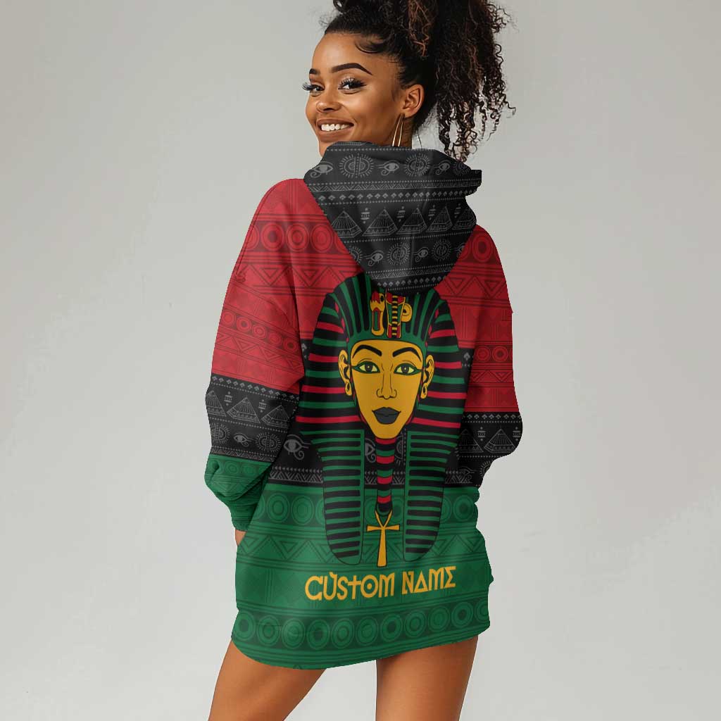 Personalized Ancient Egypt Hoodie Dress - Pharaoh in Pan-African Colors DT02