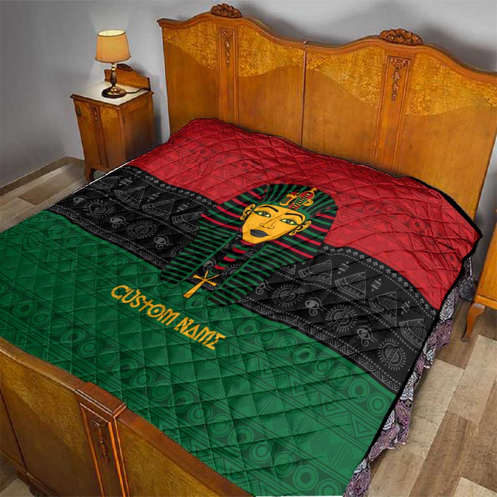 Personalized Ancient Egypt Quilt - Pharaoh in Pan-African Colors DT02