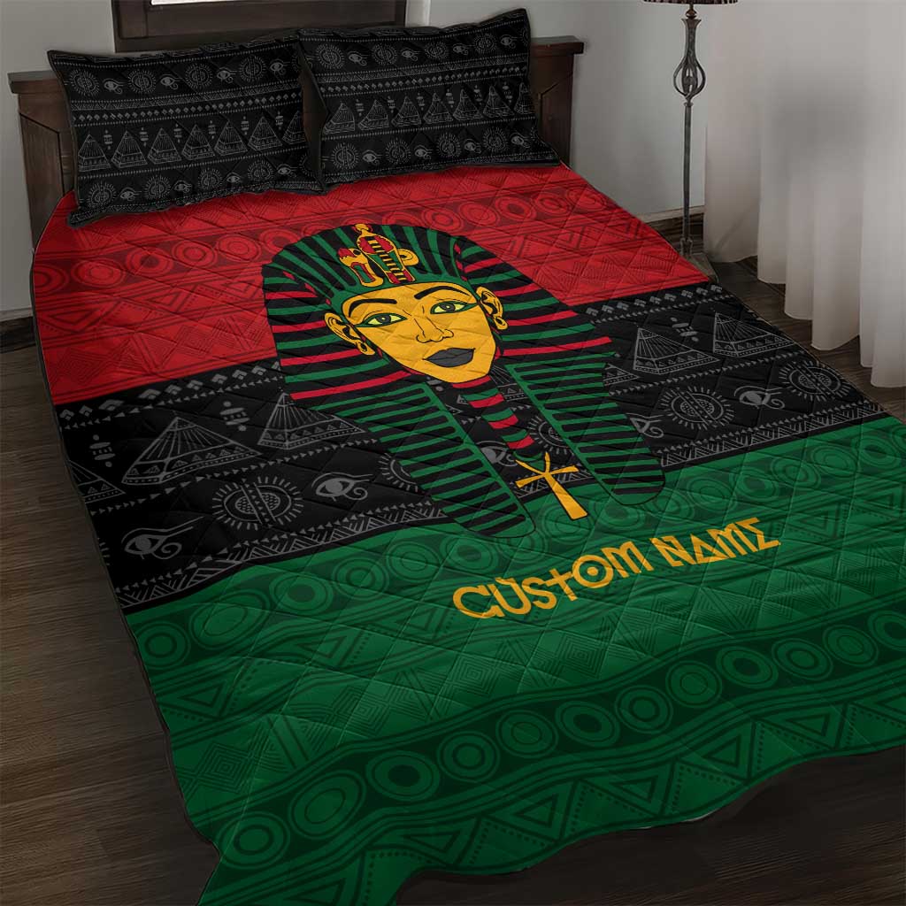 Personalized Ancient Egypt Quilt Bed Set - Pharaoh in Pan-African Colors DT02
