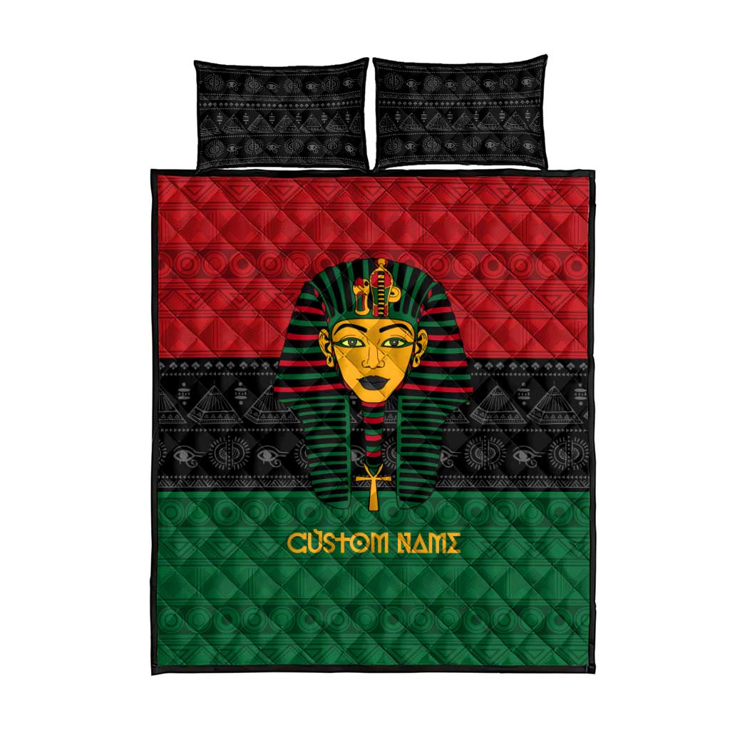 Personalized Ancient Egypt Quilt Bed Set - Pharaoh in Pan-African Colors DT02