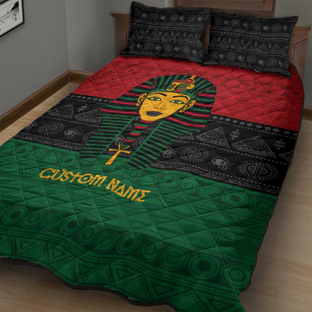 Personalized Ancient Egypt Quilt Bed Set - Pharaoh in Pan-African Colors DT02