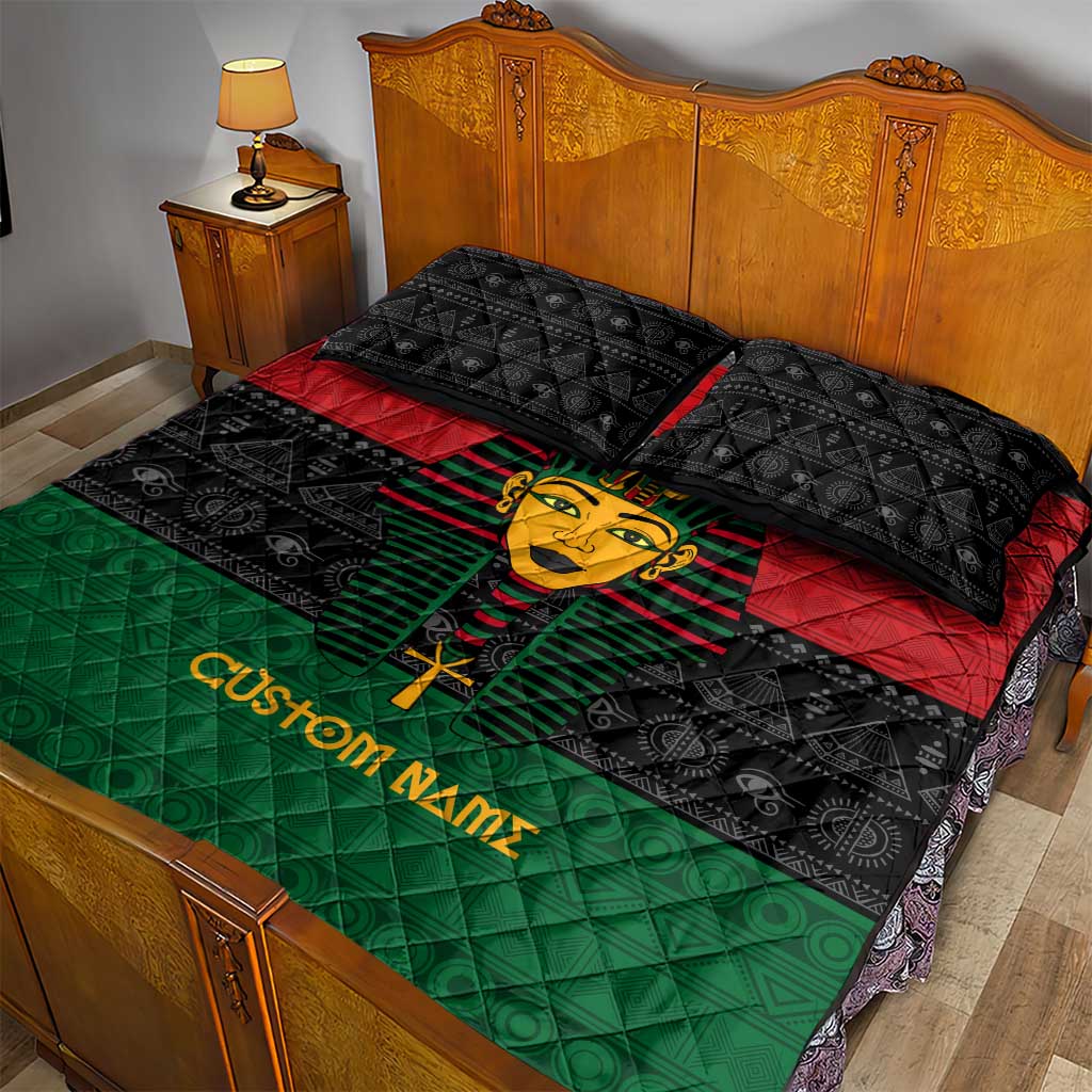Personalized Ancient Egypt Quilt Bed Set - Pharaoh in Pan-African Colors DT02