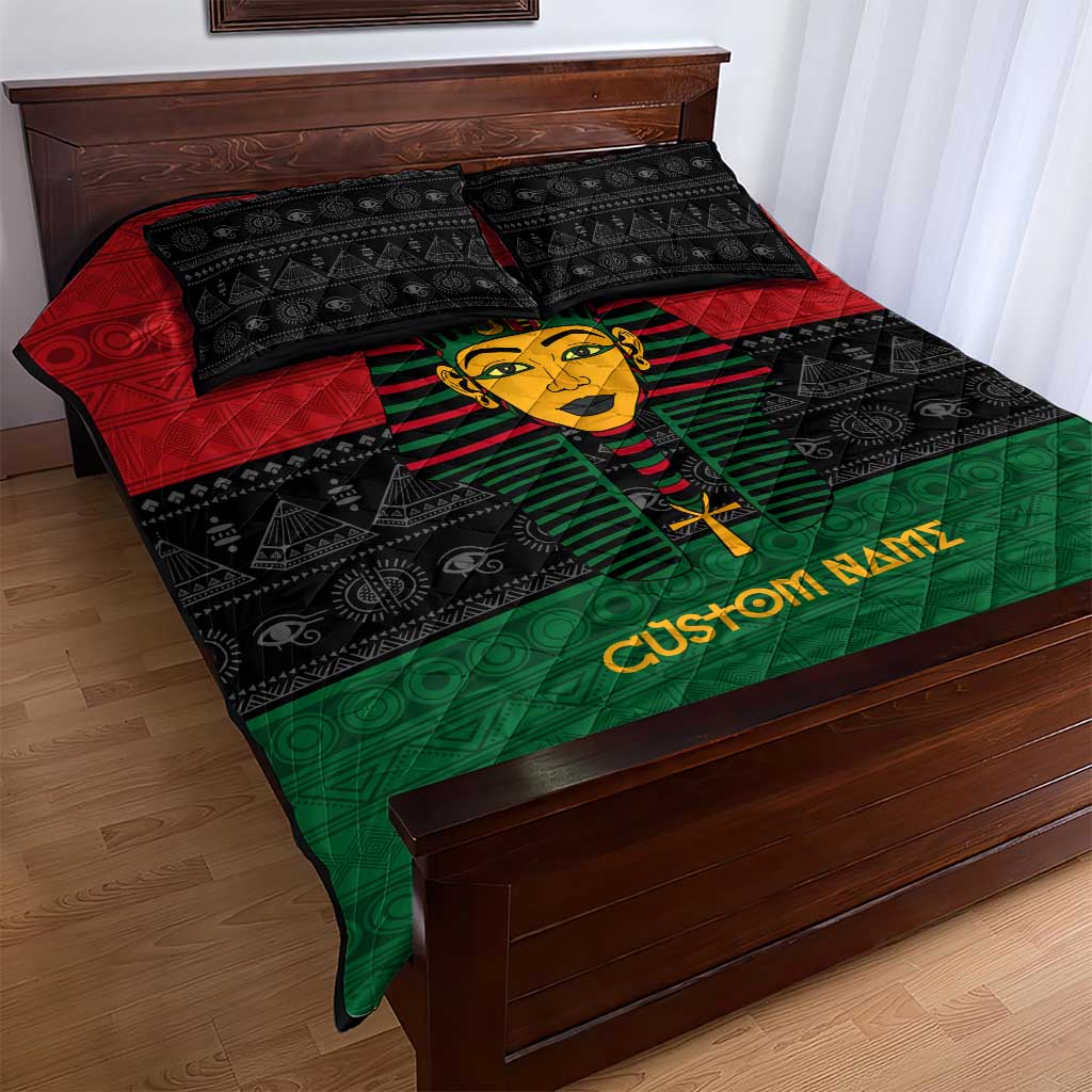 Personalized Ancient Egypt Quilt Bed Set - Pharaoh in Pan-African Colors DT02