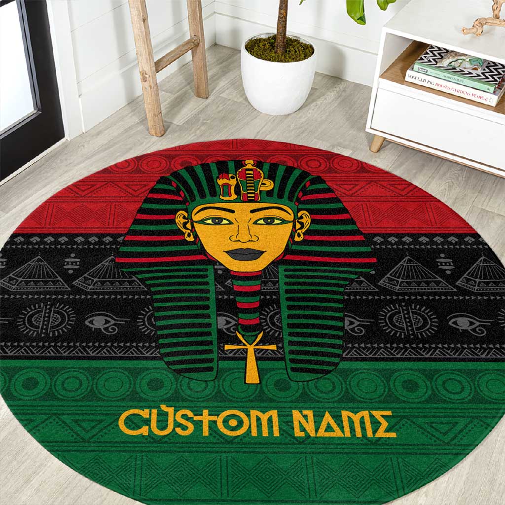 Personalized Ancient Egypt Round Carpet - Pharaoh in Pan-African Colors DT02
