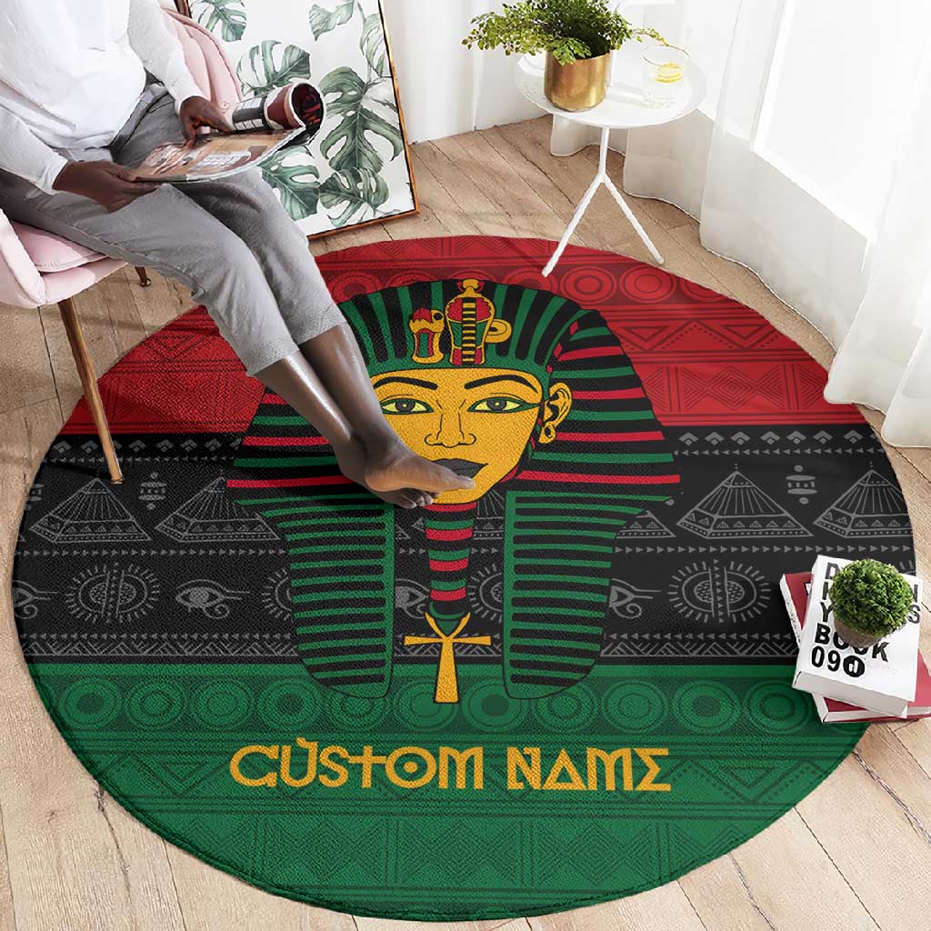 Personalized Ancient Egypt Round Carpet - Pharaoh in Pan-African Colors DT02