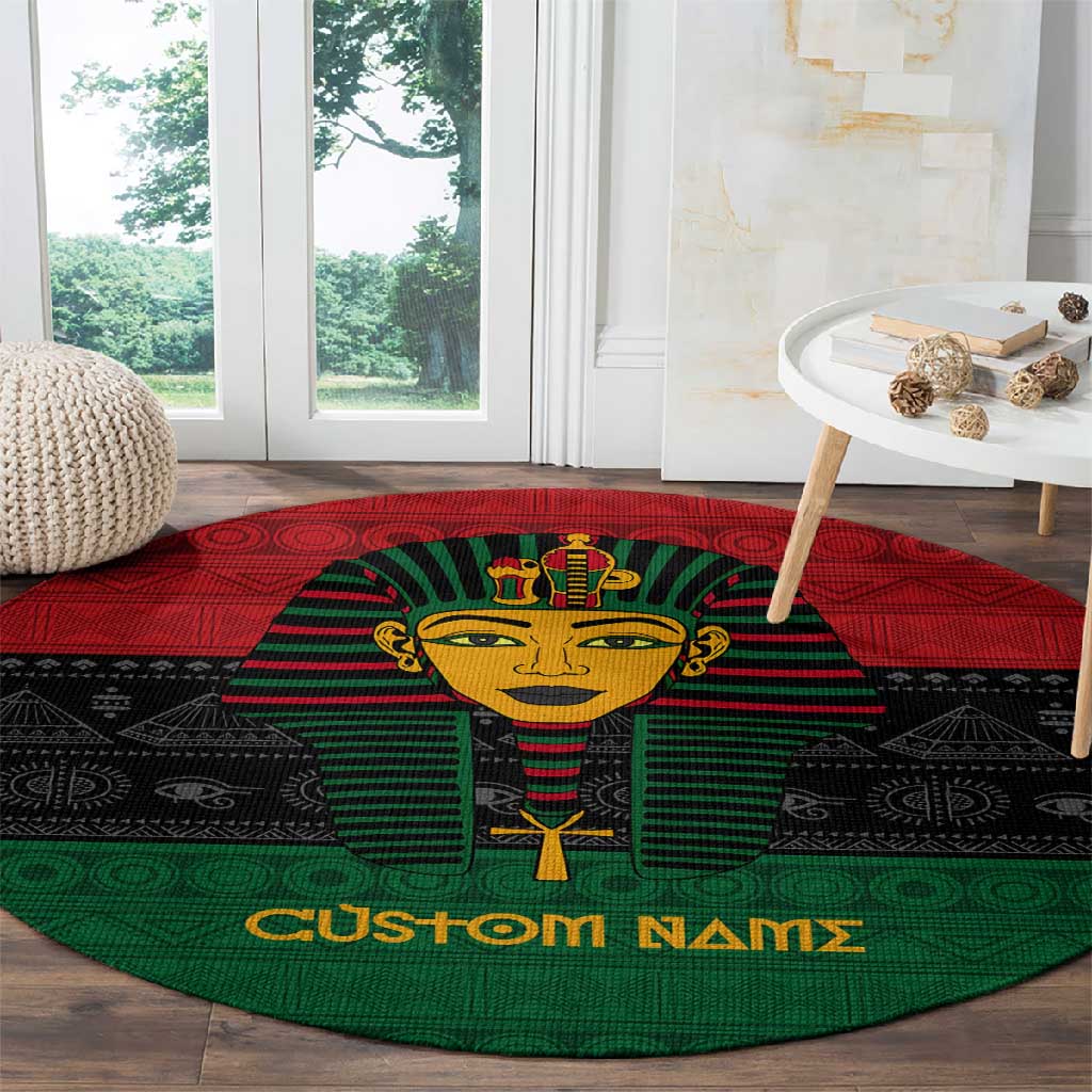 Personalized Ancient Egypt Round Carpet - Pharaoh in Pan-African Colors DT02