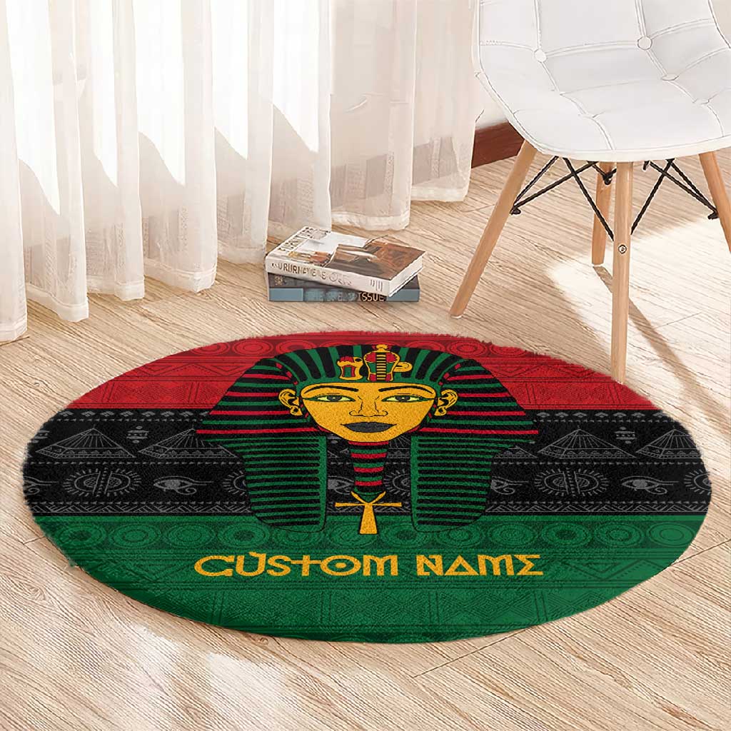Personalized Ancient Egypt Round Carpet - Pharaoh in Pan-African Colors DT02