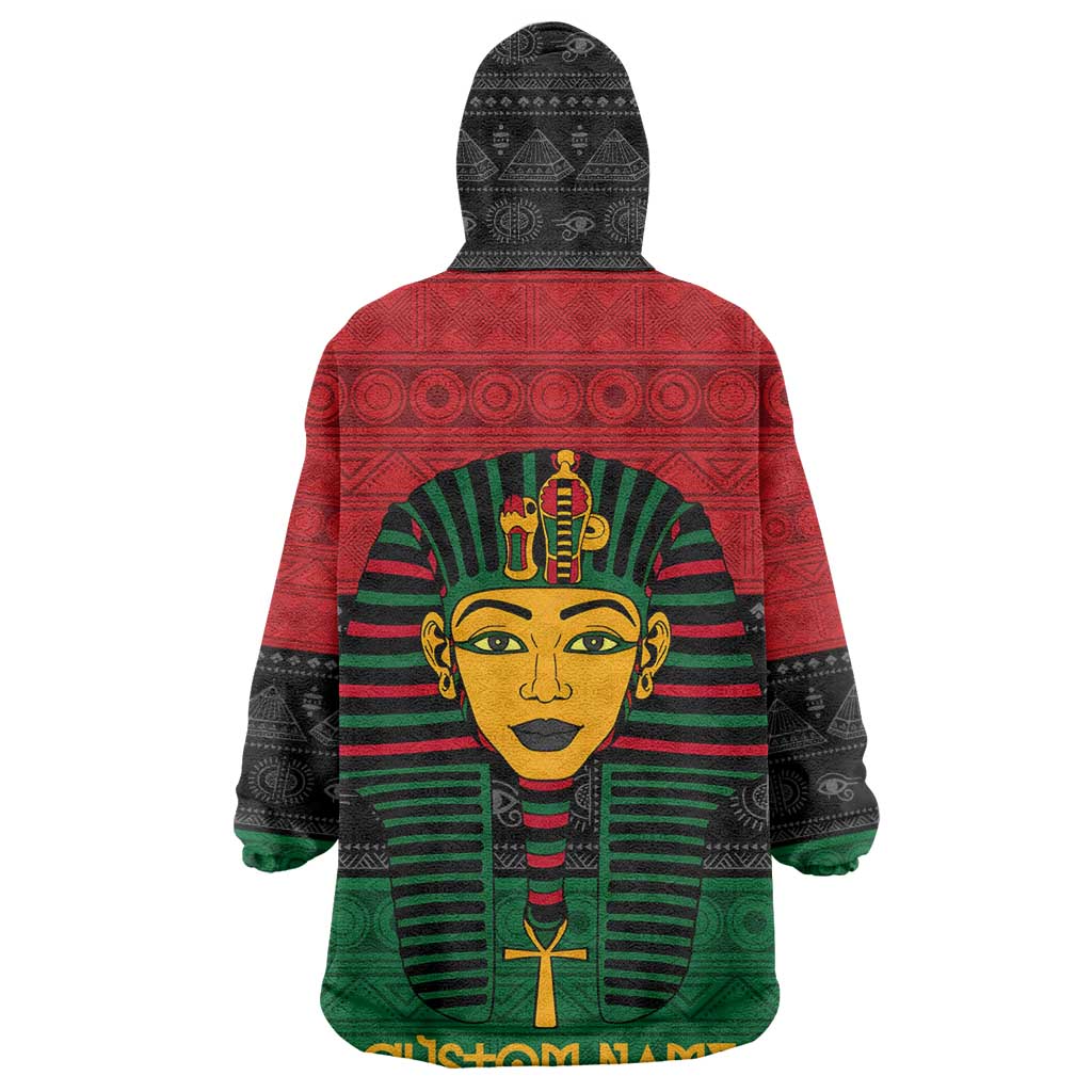 Personalized Ancient Egypt Wearable Blanket Hoodie - Pharaoh in Pan-African Colors DT02