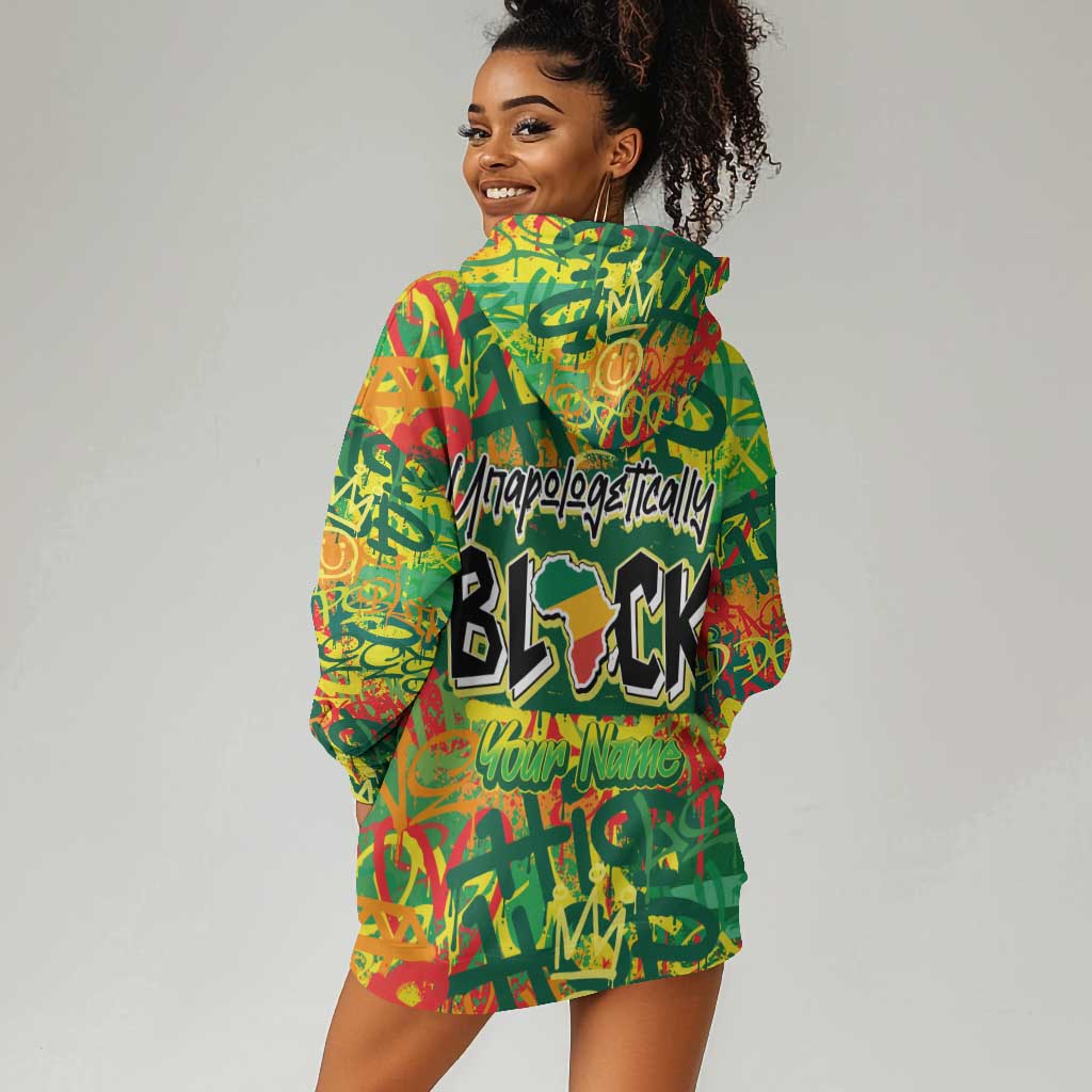 Personalized African Design Hoodie Dress - Unapologetically Black DT02