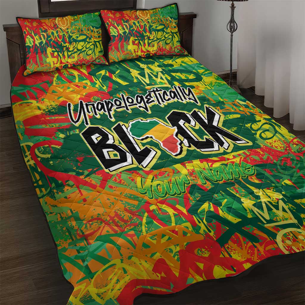 Personalized African Design Quilt Bed Set - Unapologetically Black DT02