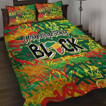 Personalized African Design Quilt Bed Set - Unapologetically Black DT02