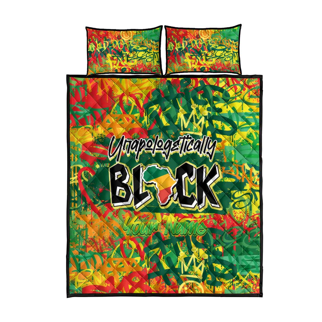 Personalized African Design Quilt Bed Set - Unapologetically Black DT02