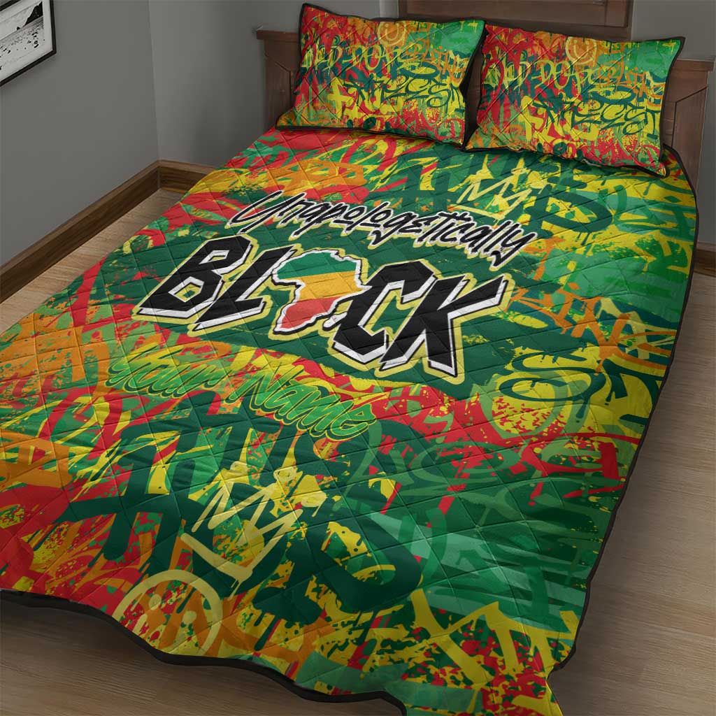 Personalized African Design Quilt Bed Set - Unapologetically Black DT02