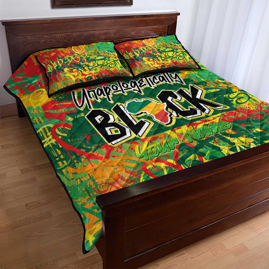 Personalized African Design Quilt Bed Set - Unapologetically Black DT02