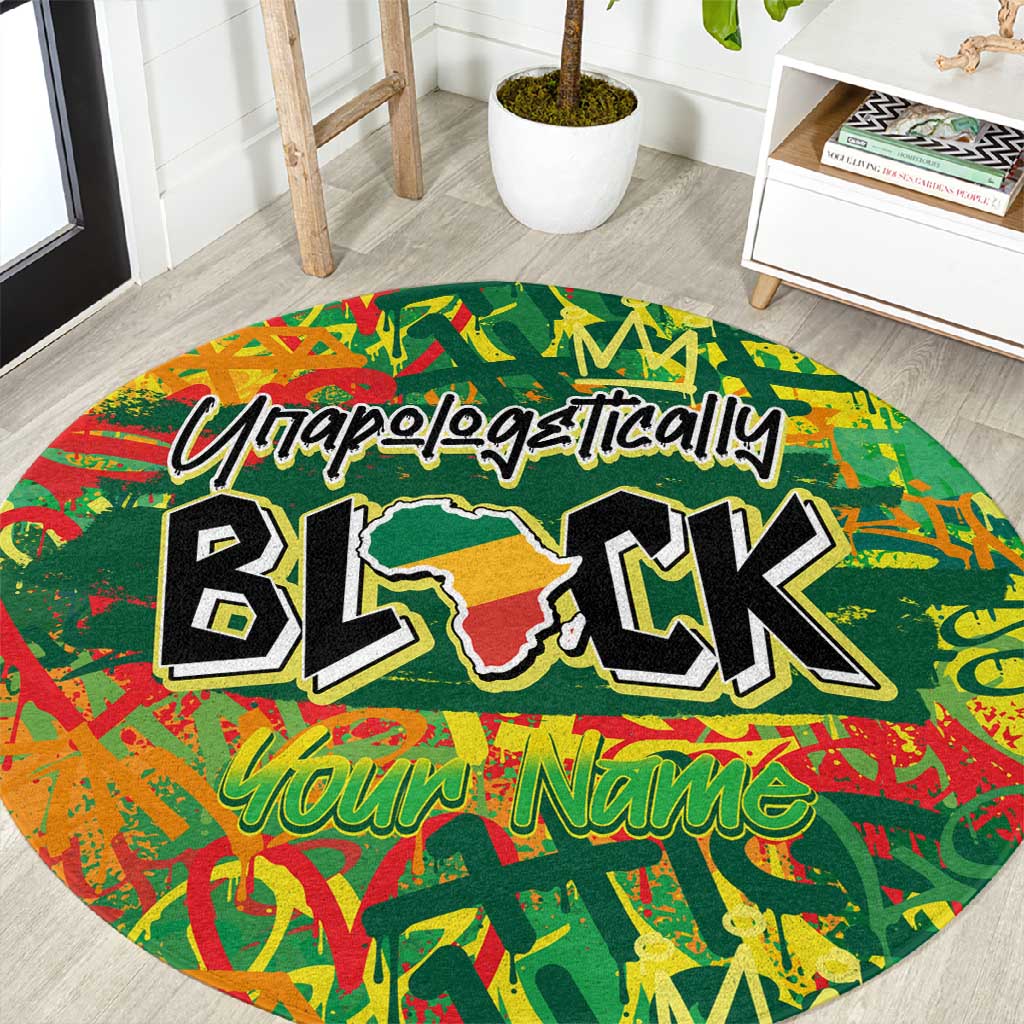 Personalized African Design Round Carpet - Unapologetically Black DT02