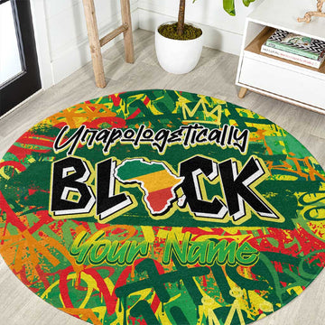 Personalized African Design Round Carpet - Unapologetically Black DT02