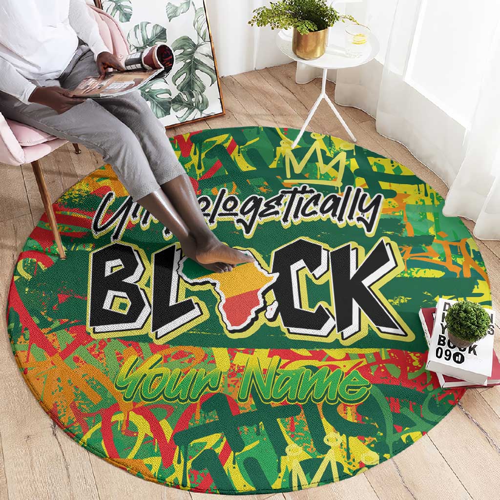 Personalized African Design Round Carpet - Unapologetically Black DT02