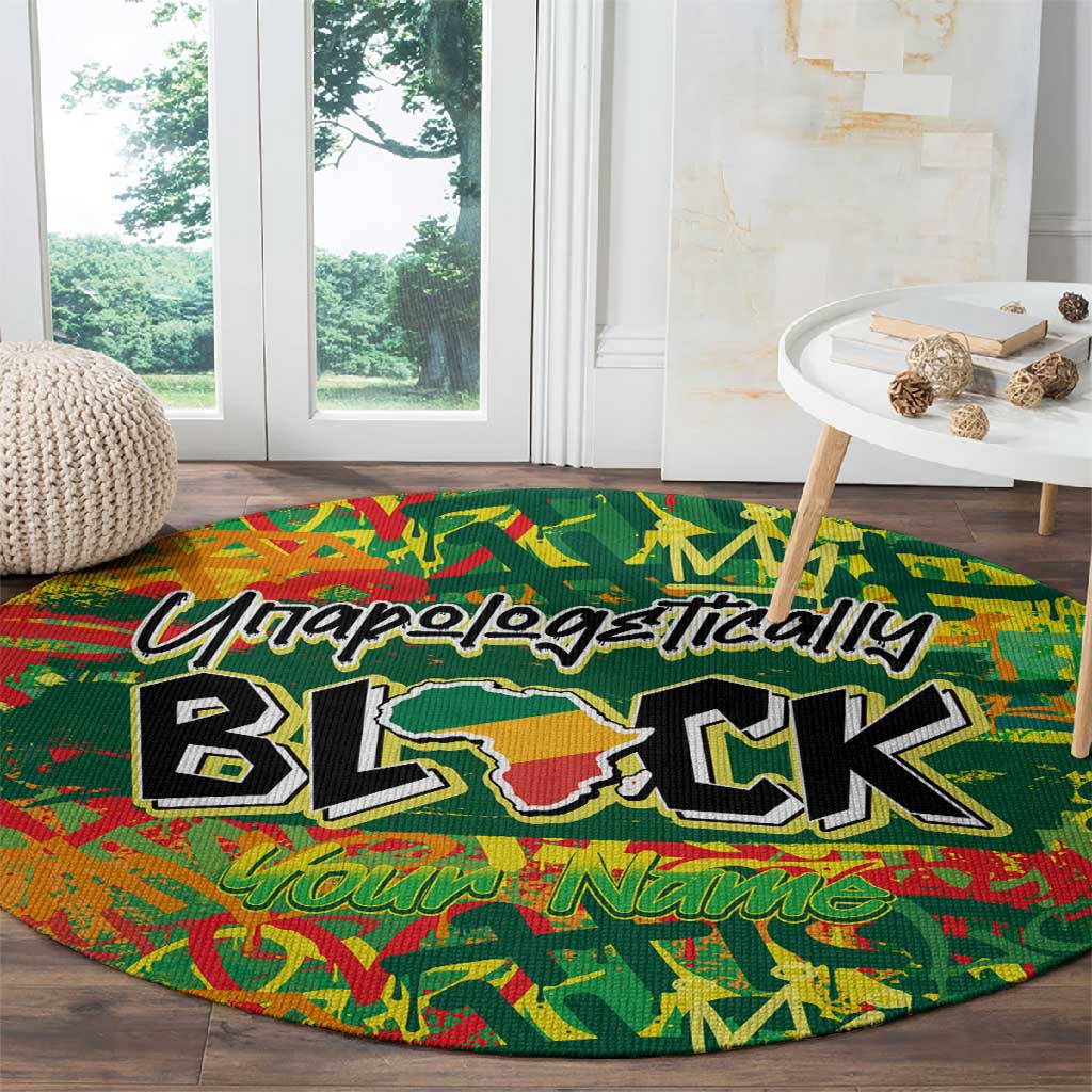 Personalized African Design Round Carpet - Unapologetically Black DT02