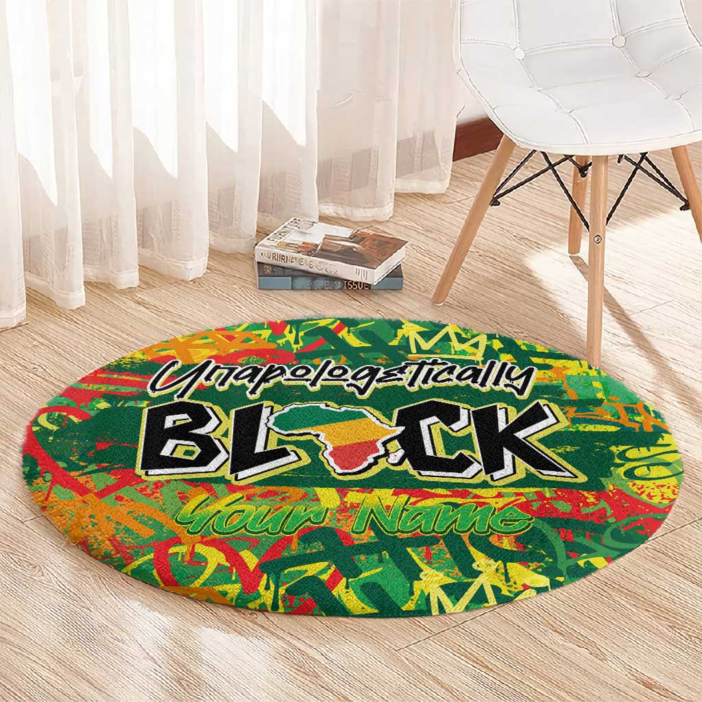Personalized African Design Round Carpet - Unapologetically Black DT02