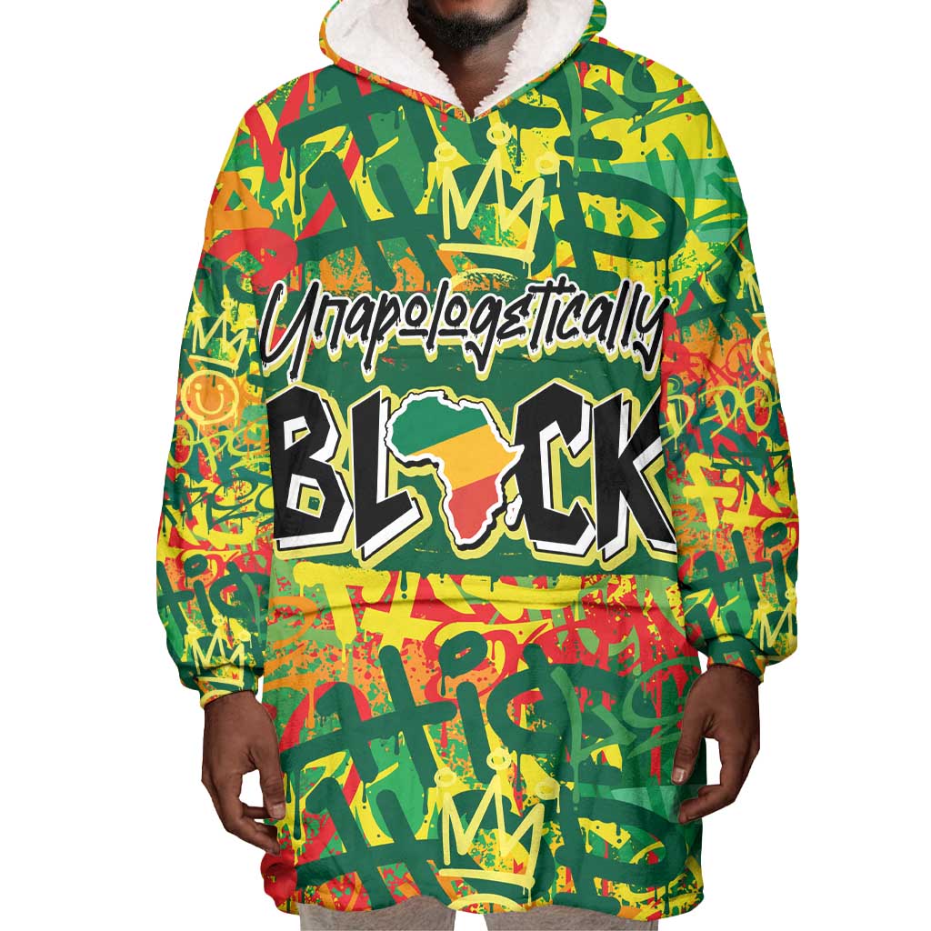 Personalized African Design Wearable Blanket Hoodie - Unapologetically Black DT02
