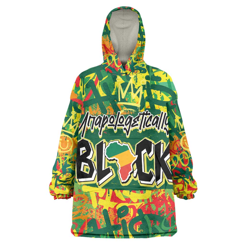 Personalized African Design Wearable Blanket Hoodie - Unapologetically Black DT02