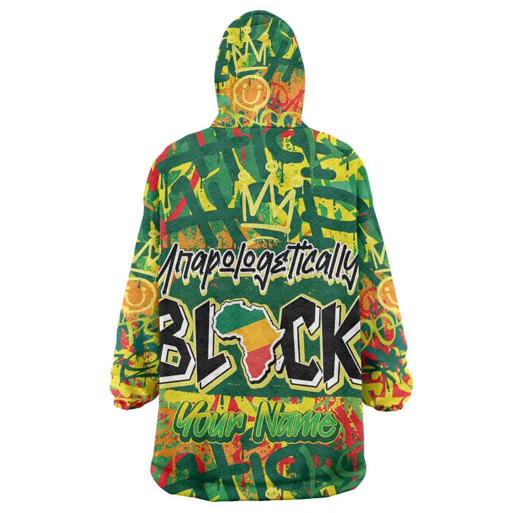 Personalized African Design Wearable Blanket Hoodie - Unapologetically Black DT02