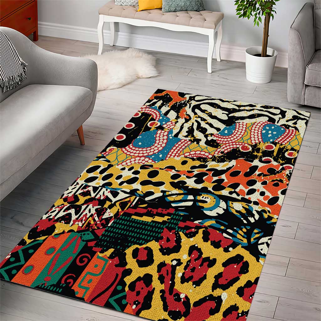 African Wildlife Area Rug Animal Pattern DT02