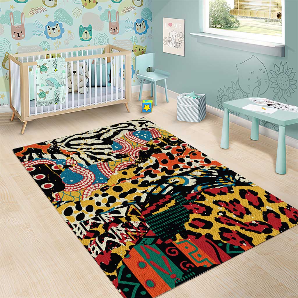 African Wildlife Area Rug Animal Pattern DT02
