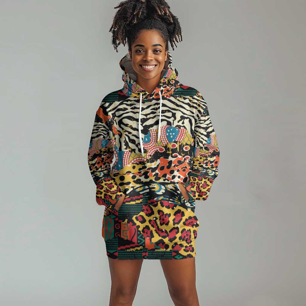 African Wildlife Hoodie Dress Animal Pattern DT02