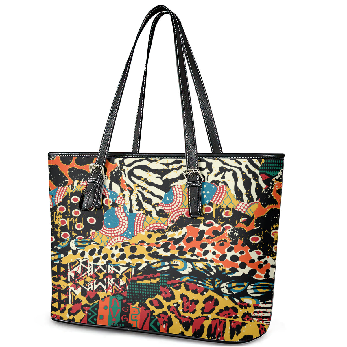 Africa Animal Pattern Leather Tote Bag DT02