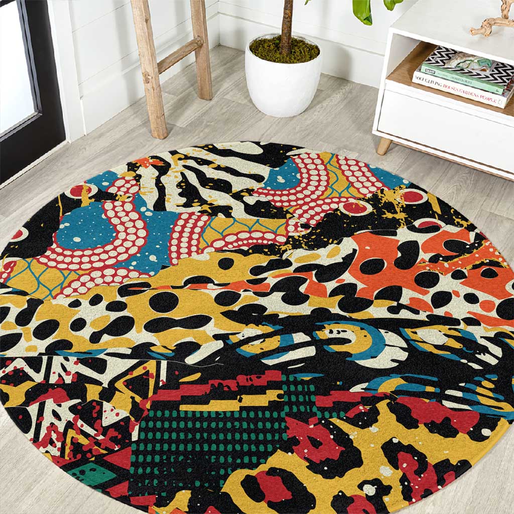 African Wildlife Round Carpet Animal Pattern DT02