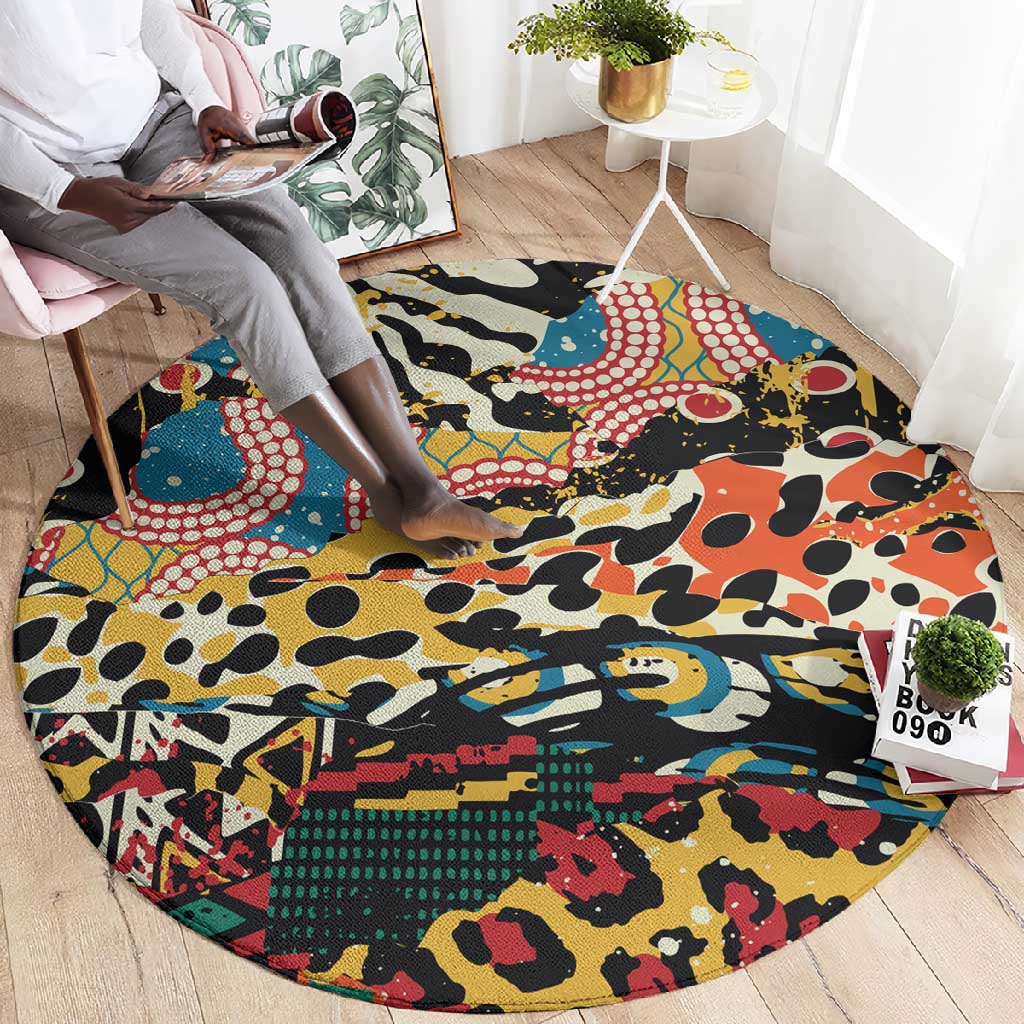 African Wildlife Round Carpet Animal Pattern DT02