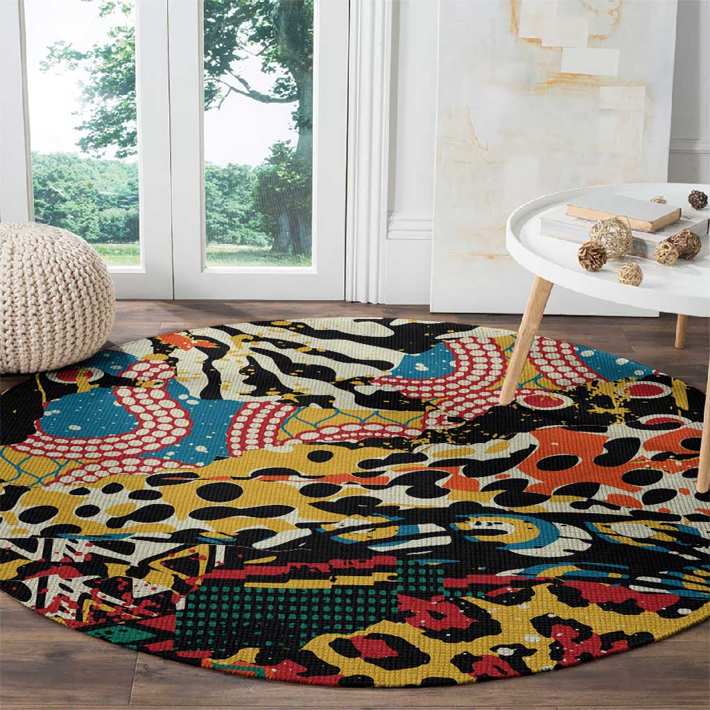 African Wildlife Round Carpet Animal Pattern DT02