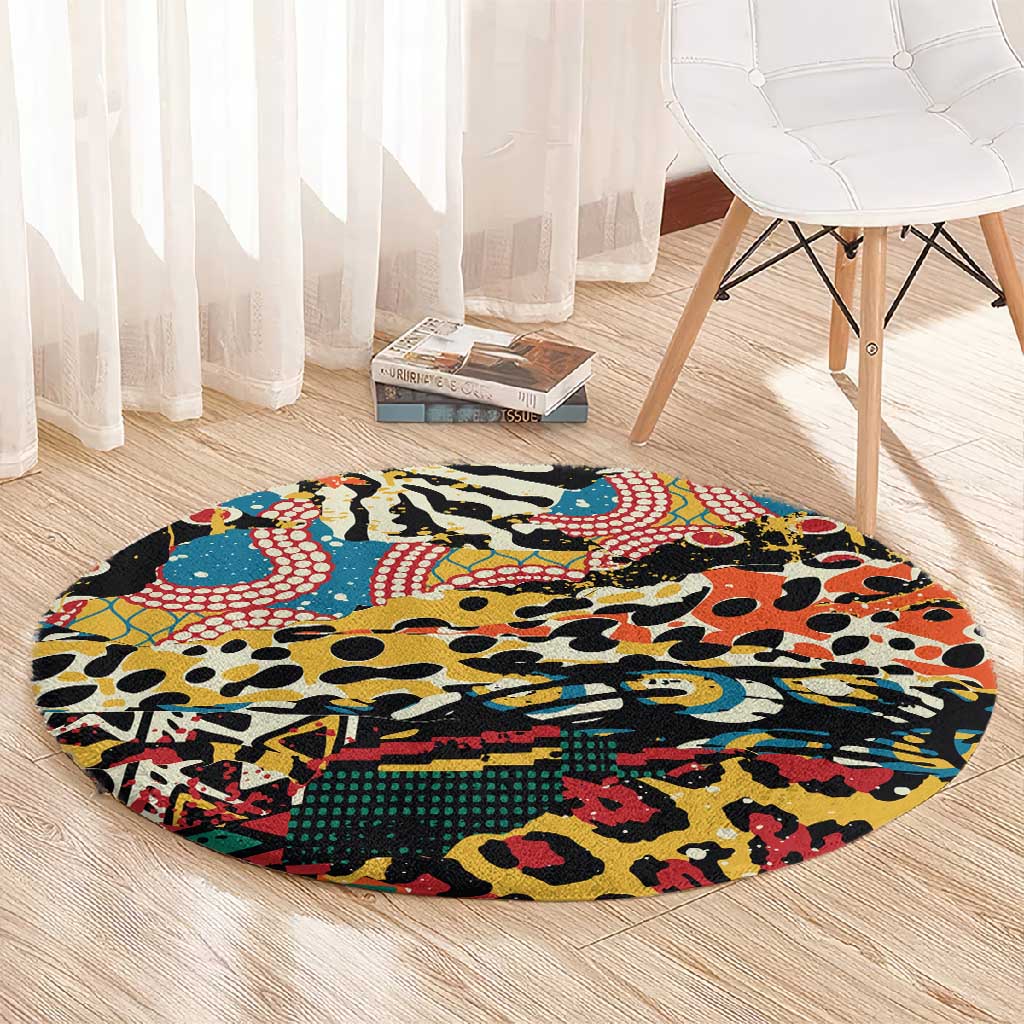 African Wildlife Round Carpet Animal Pattern DT02