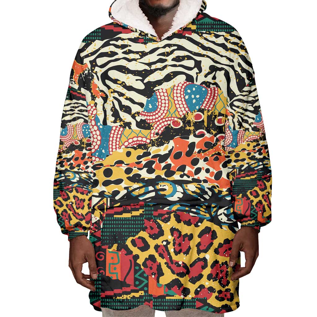 African Wildlife Wearable Blanket Hoodie Animal Pattern DT02