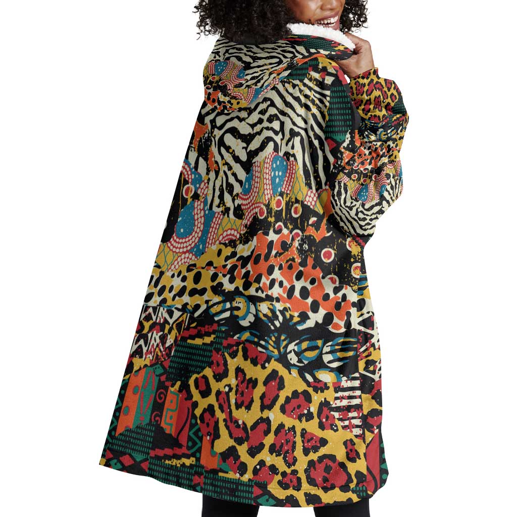 African Wildlife Wearable Blanket Hoodie Animal Pattern DT02
