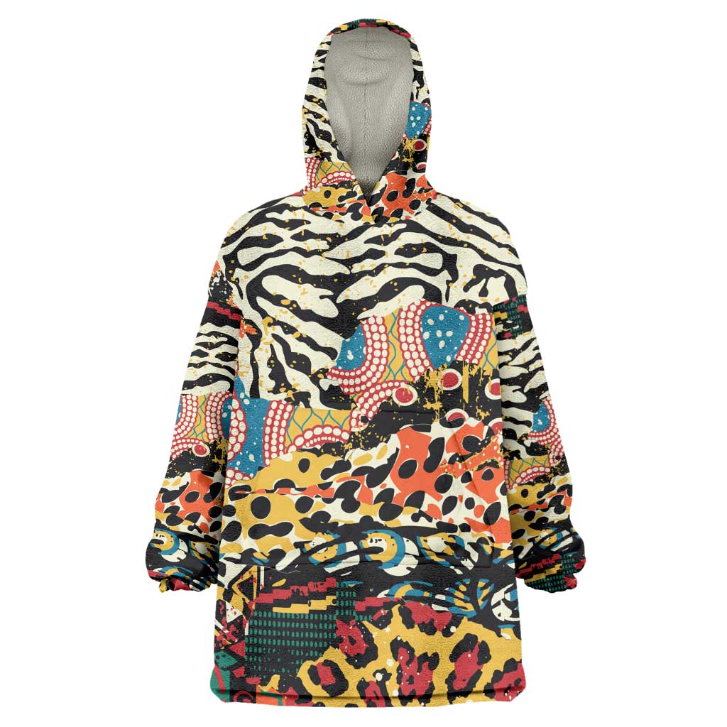 African Wildlife Wearable Blanket Hoodie Animal Pattern DT02