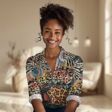 African Wildlife Women Casual Shirt Animal Pattern DT02