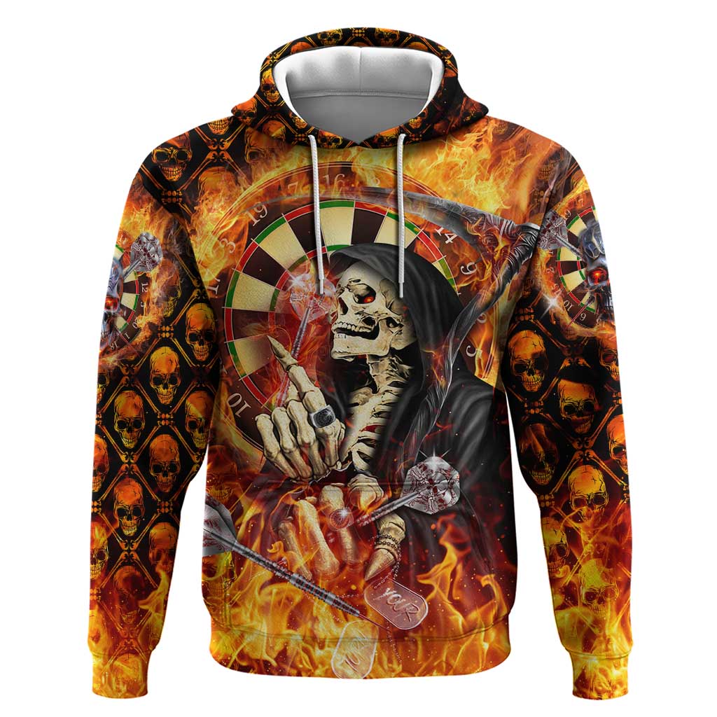 Personalised Skull Darts Hoodie Death In Fire DT02